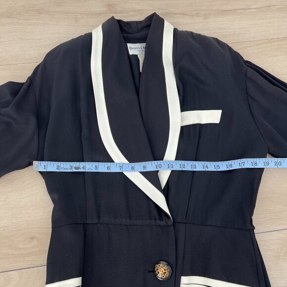 Vintage 80s Danny & Nicole Black & White Midi Secretary Dress / Made in the USA - Picture 10 of 16